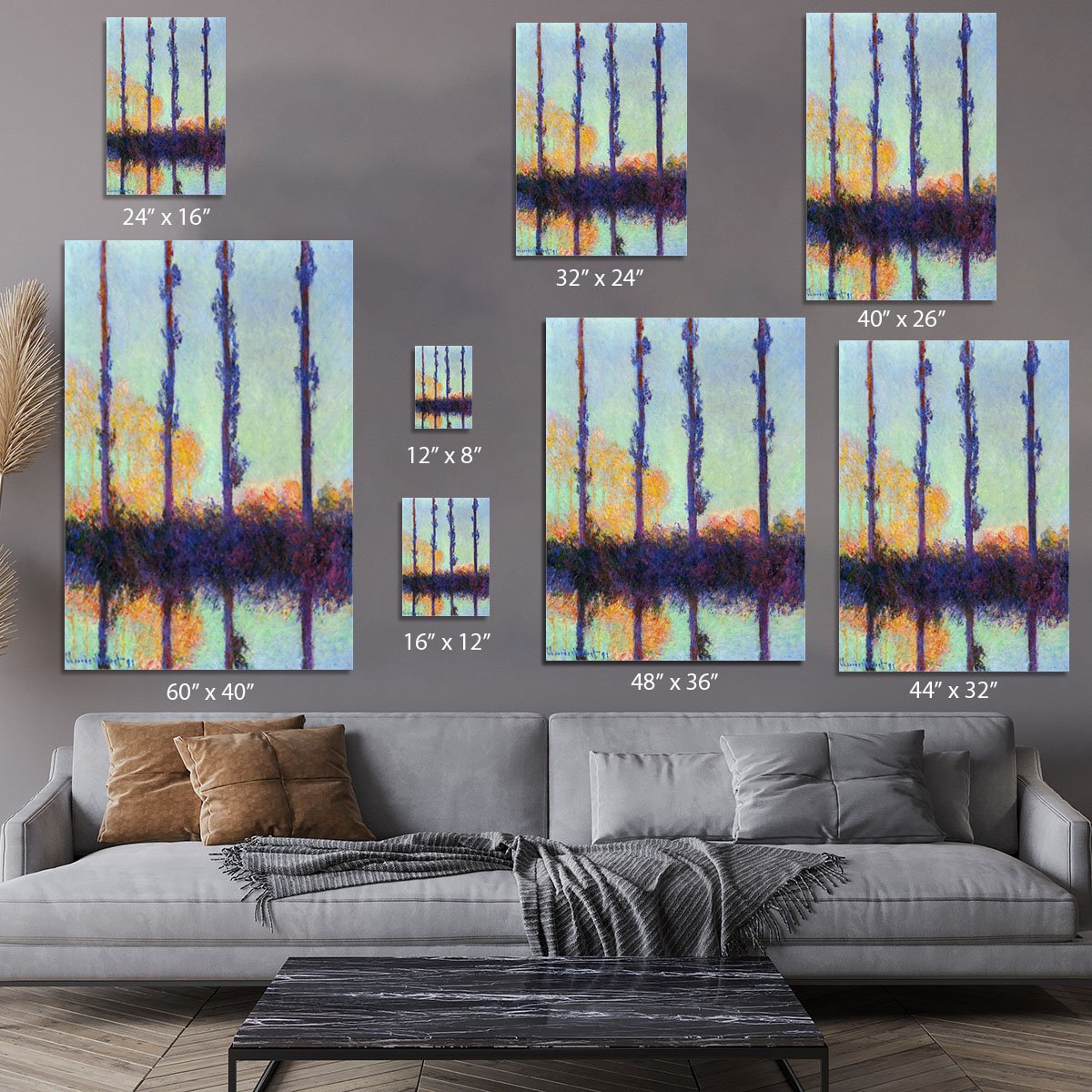 Four poplars by Monet Canvas Print or Poster