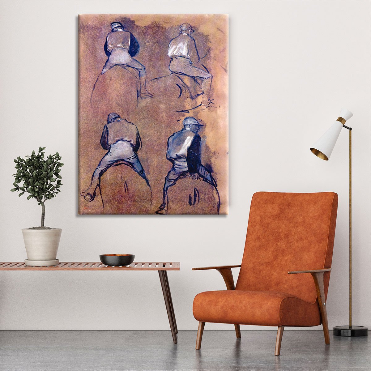 Four studies of Jockeys by Degas Canvas Print or Poster