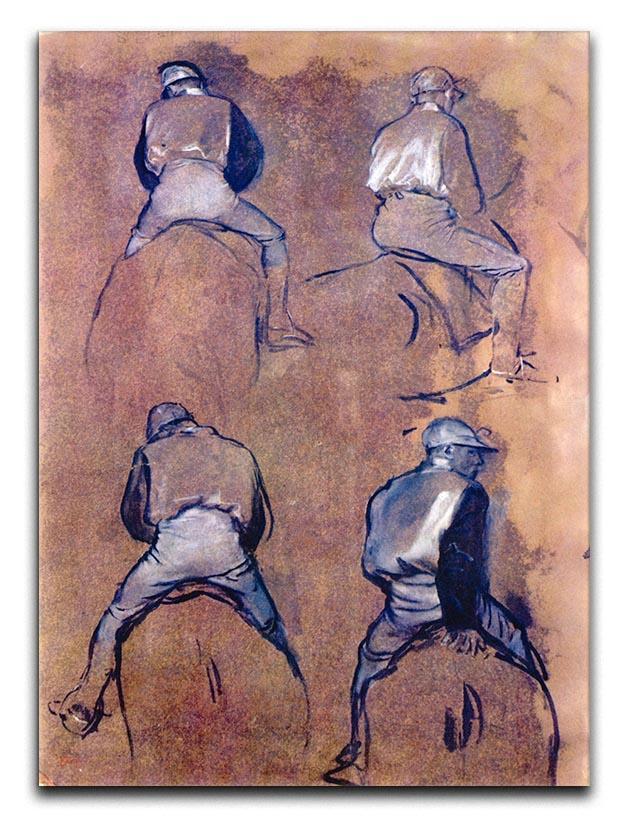 Four studies of Jockeys by Degas Canvas Print or Poster - Canvas Art Rocks - 1