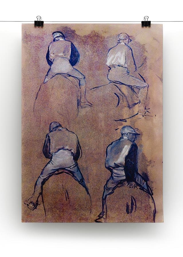 Four studies of Jockeys by Degas Canvas Print or Poster - Canvas Art Rocks - 2