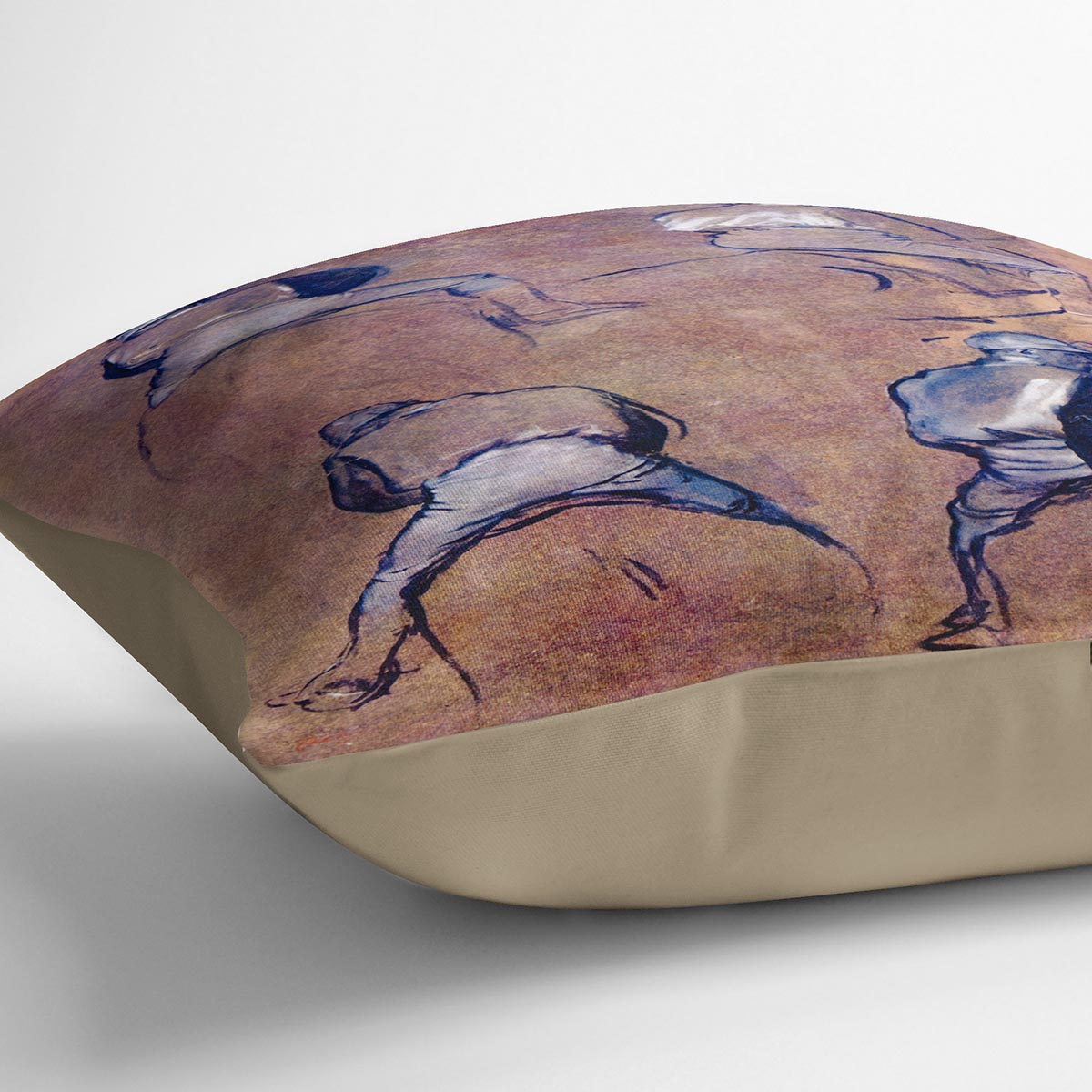 Four studies of Jockeys by Degas Cushion