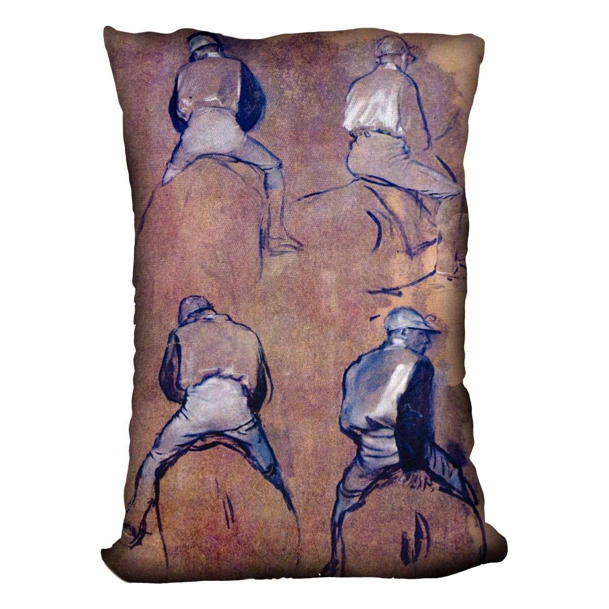 Four studies of Jockeys by Degas Cushion