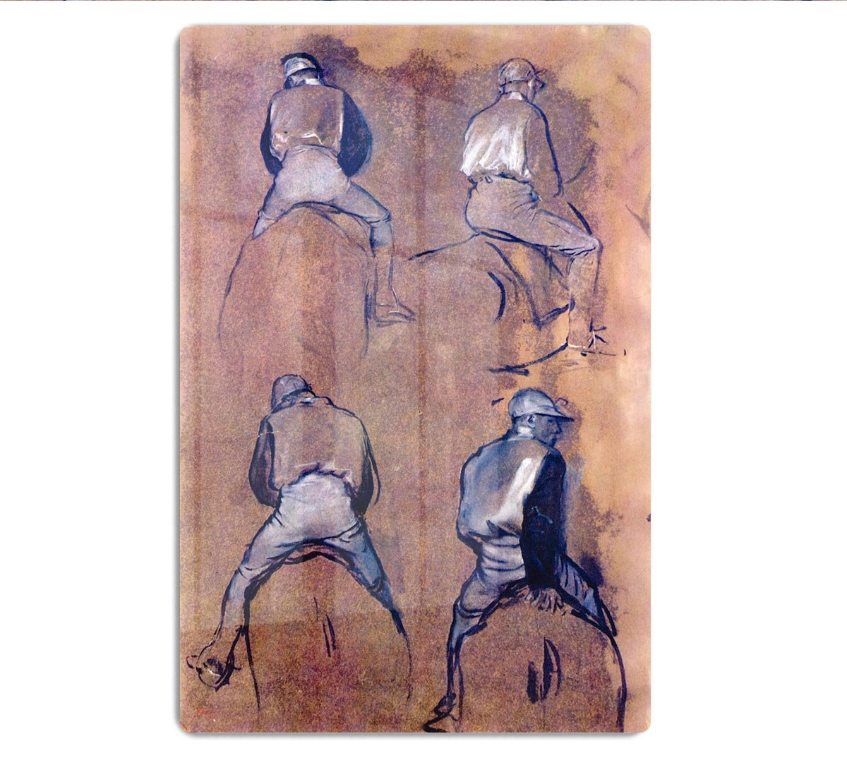 Four studies of Jockeys by Degas HD Metal Print - Canvas Art Rocks - 1