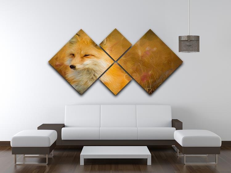 Fox Painting 4 Square Multi Panel Canvas - Canvas Art Rocks - 3