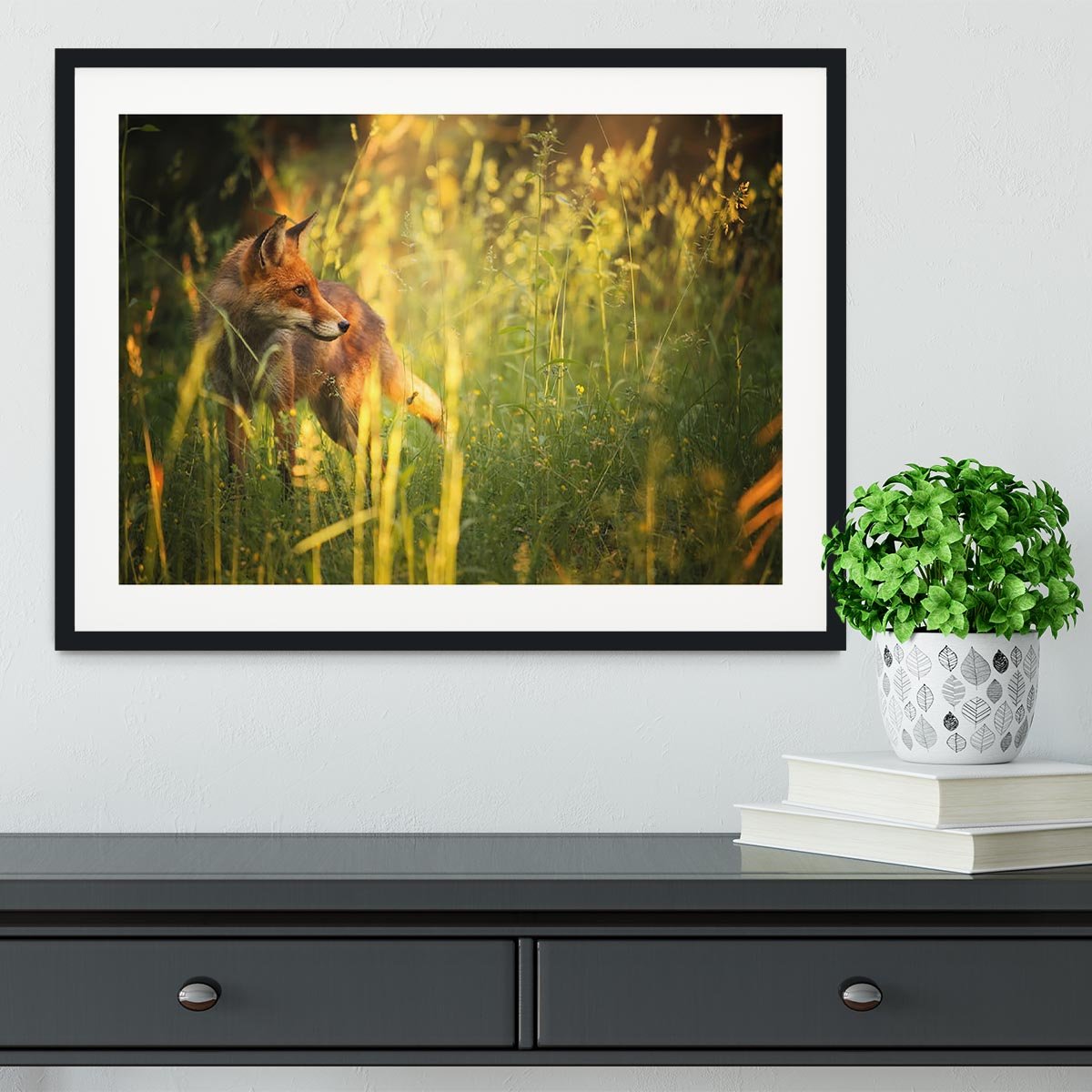 Fox on the summer forest Framed Print - Canvas Art Rocks - 1