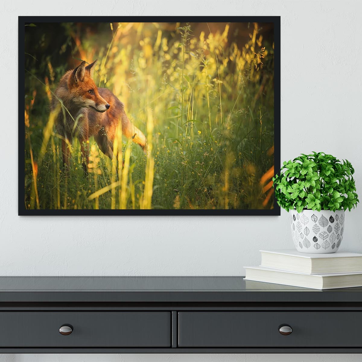 Fox on the summer forest Framed Print - Canvas Art Rocks - 2