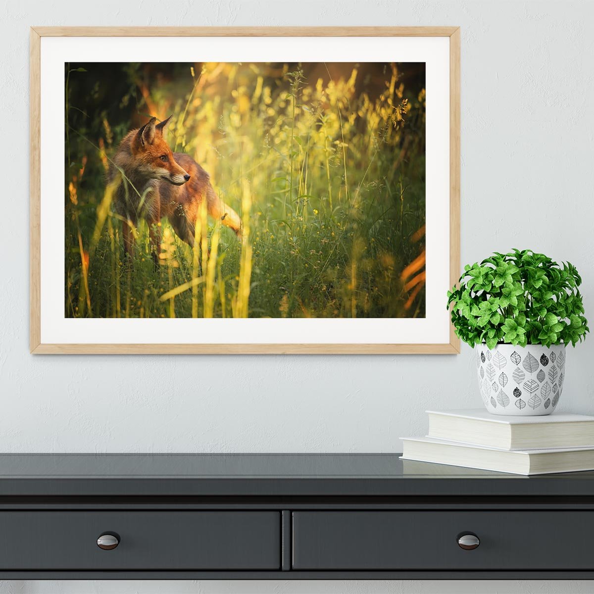 Fox on the summer forest Framed Print - Canvas Art Rocks - 3