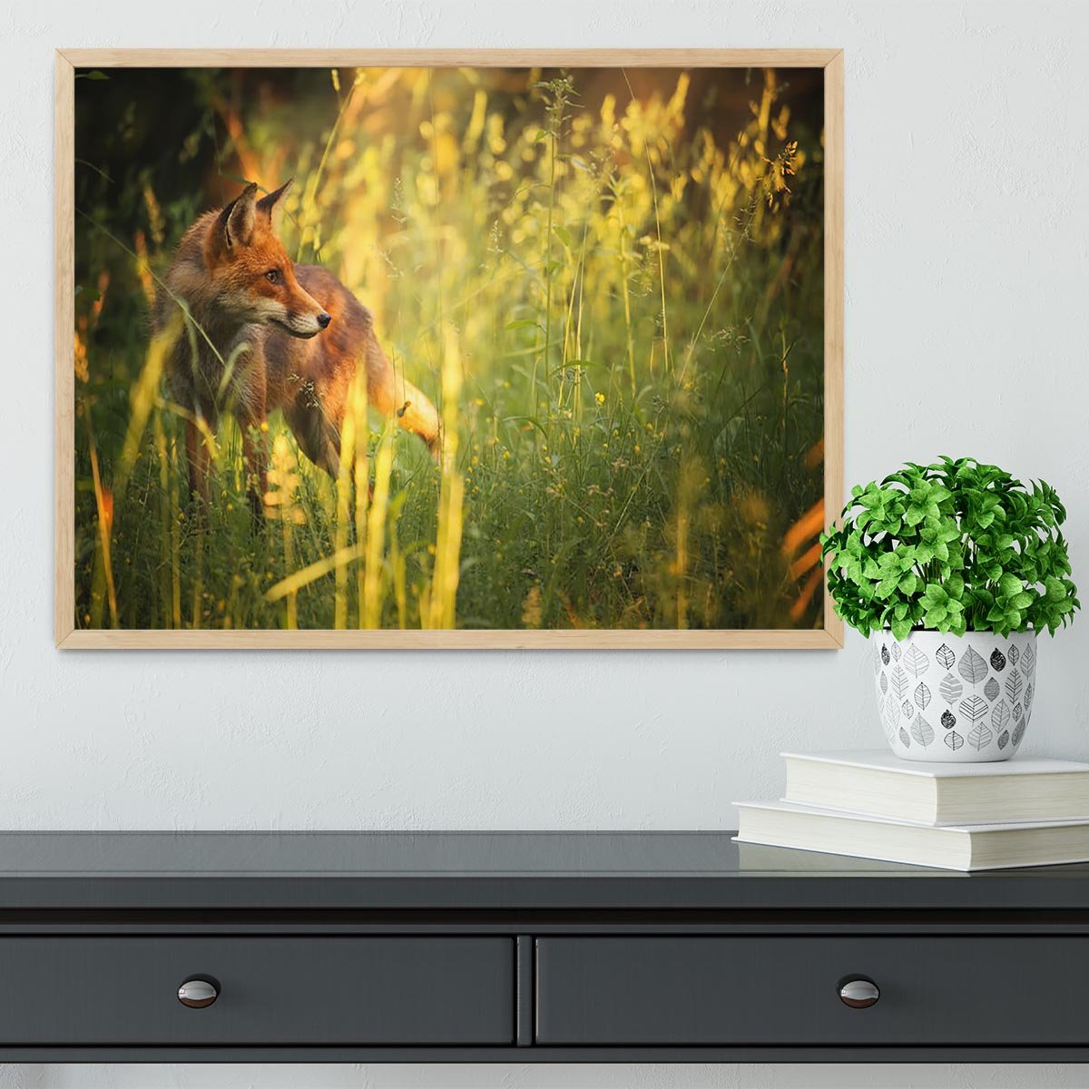 Fox on the summer forest Framed Print - Canvas Art Rocks - 4