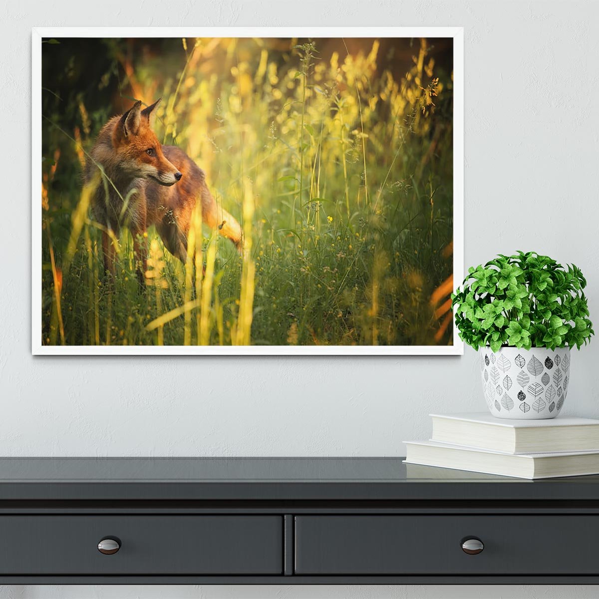 Fox on the summer forest Framed Print - Canvas Art Rocks -6