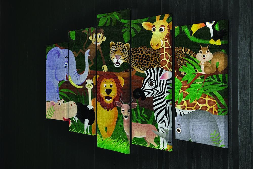 Frendly Animals in the jungle 5 Split Panel Canvas - Canvas Art Rocks - 2