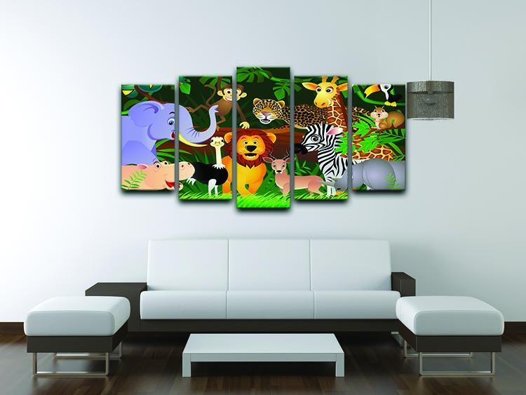 Frendly Animals in the jungle 5 Split Panel Canvas - Canvas Art Rocks - 3