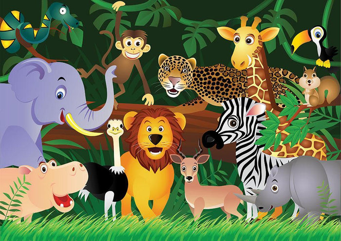 Frendly Animals in the jungle Wall Mural Wallpaper
