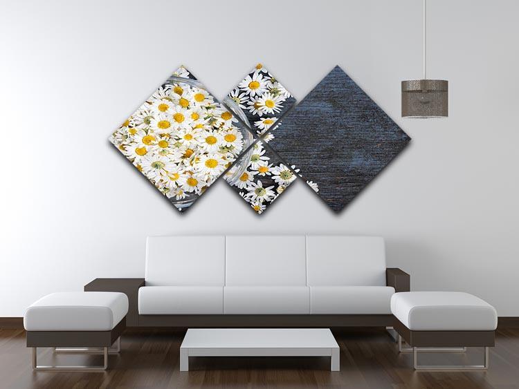 Fresh medicinal roman chamomile flower 4 Square Multi Panel Canvas  - Canvas Art Rocks - 3
