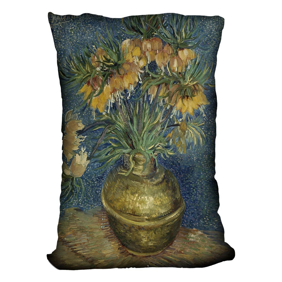Fritillaries in a Copper Vase Throw Pillow
