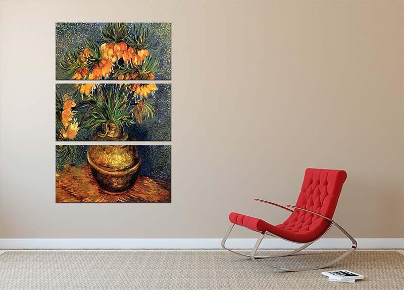 Fritillaries in a Copper Vase by Van Gogh 3 Split Panel Canvas Print - Canvas Art Rocks - 2