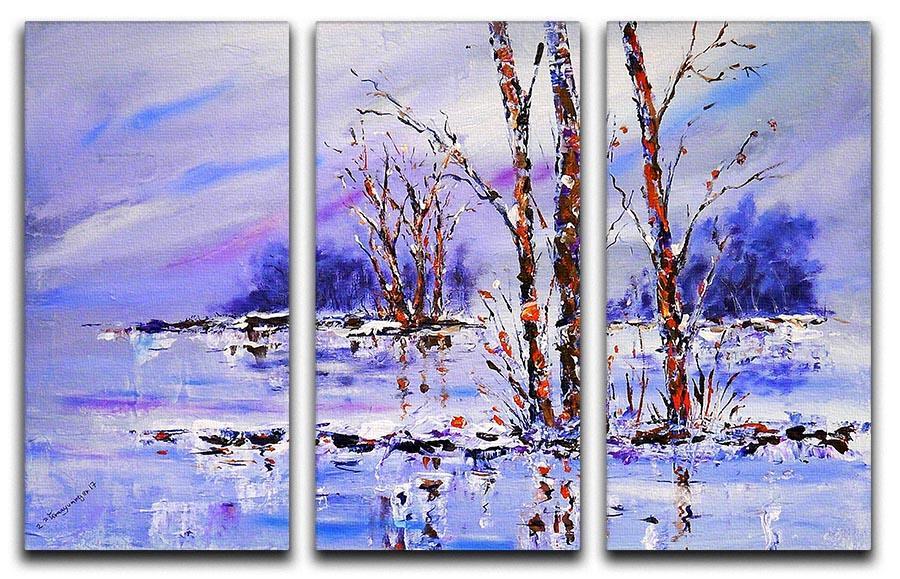 Frozen Tree Painting 3 Split Panel Canvas Print - Canvas Art Rocks - 1