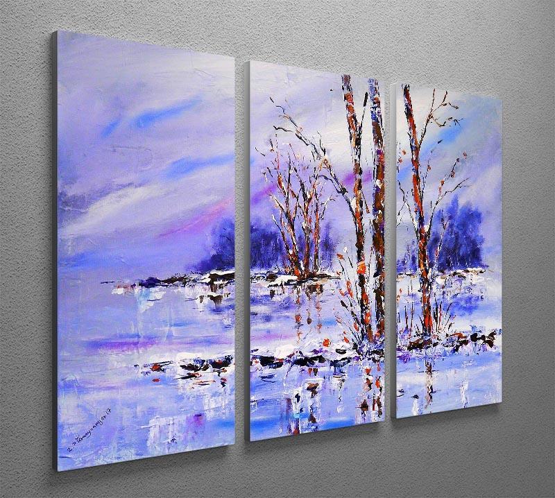Frozen Tree Painting 3 Split Panel Canvas Print - Canvas Art Rocks - 2