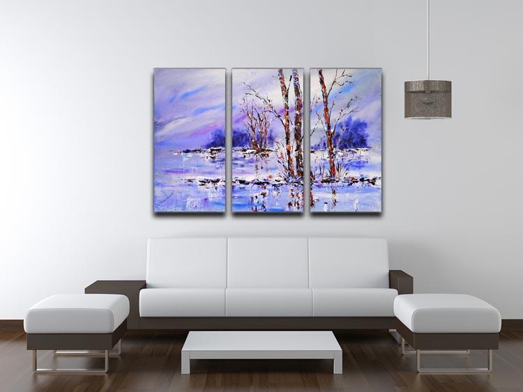 Frozen Tree Painting 3 Split Panel Canvas Print - Canvas Art Rocks - 3