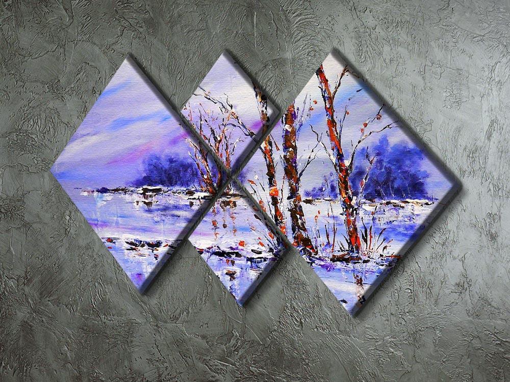 Frozen Tree Painting 4 Square Multi Panel Canvas - Canvas Art Rocks - 2
