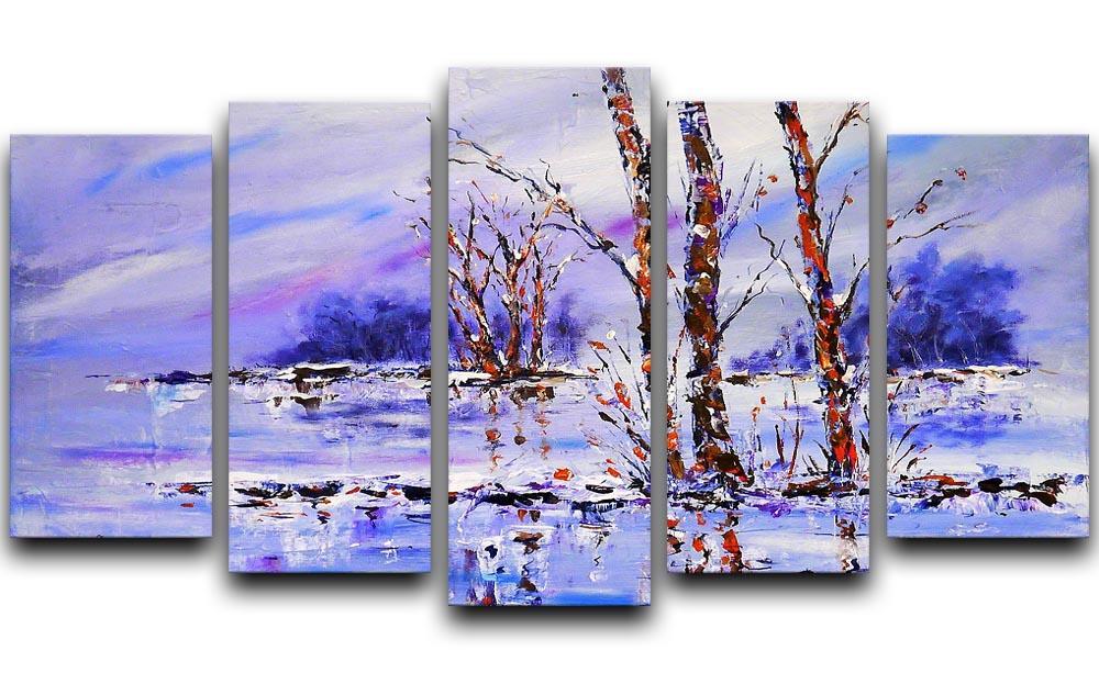 Frozen Tree Painting 5 Split Panel Canvas  - Canvas Art Rocks - 1
