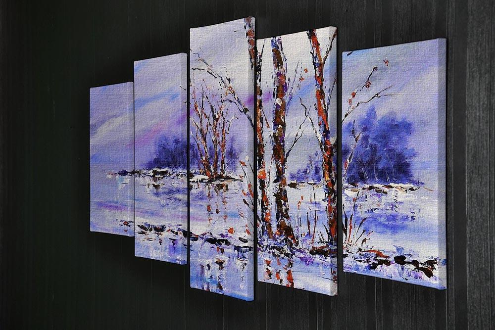 Frozen Tree Painting 5 Split Panel Canvas - Canvas Art Rocks - 2