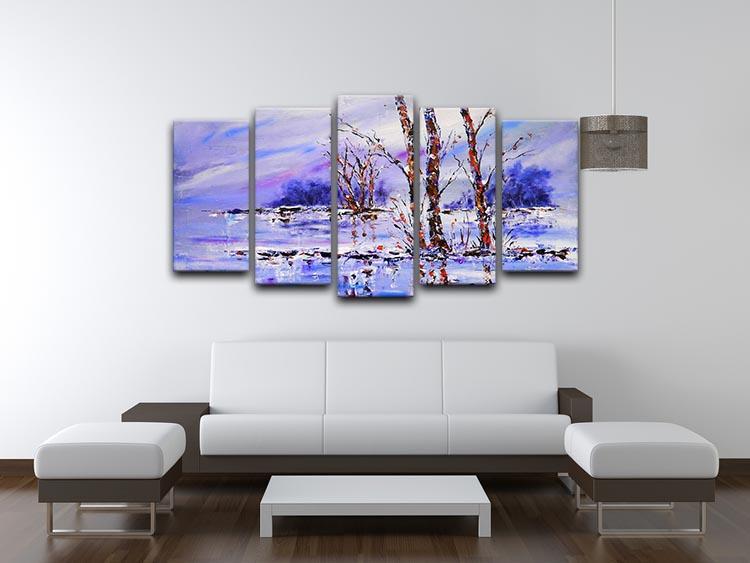 Frozen Tree Painting 5 Split Panel Canvas - Canvas Art Rocks - 3