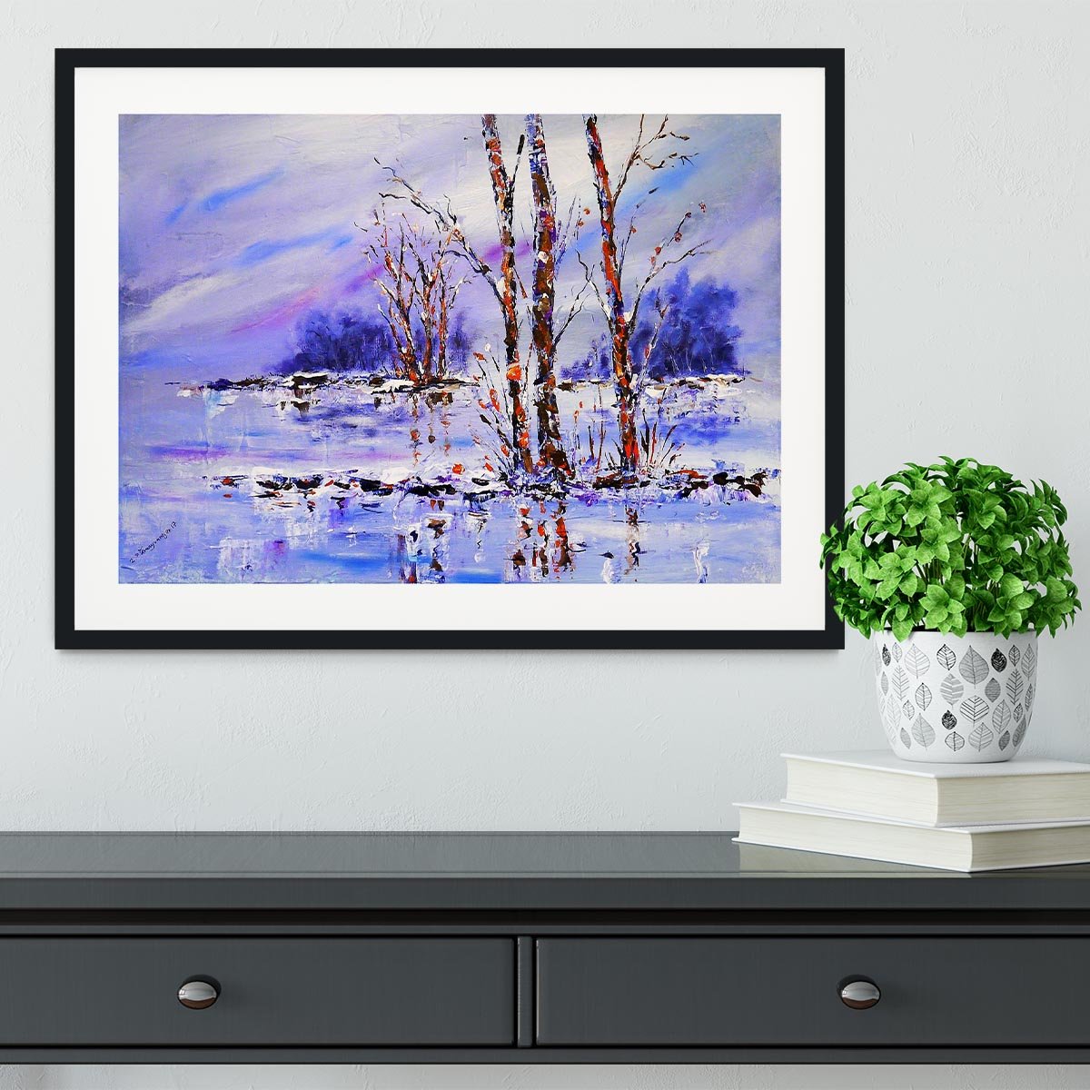 Frozen Tree Painting Framed Print - Canvas Art Rocks - 1