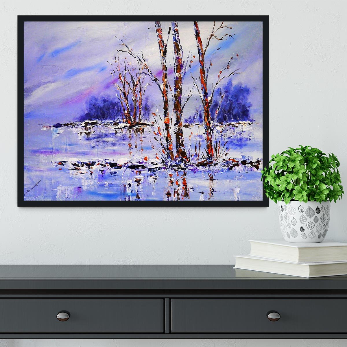 Frozen Tree Painting Framed Print - Canvas Art Rocks - 2
