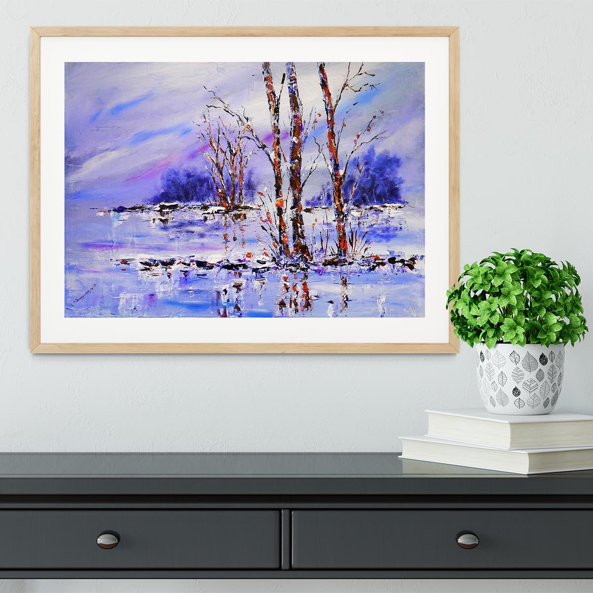Frozen Tree Painting Framed Print - Canvas Art Rocks - 3