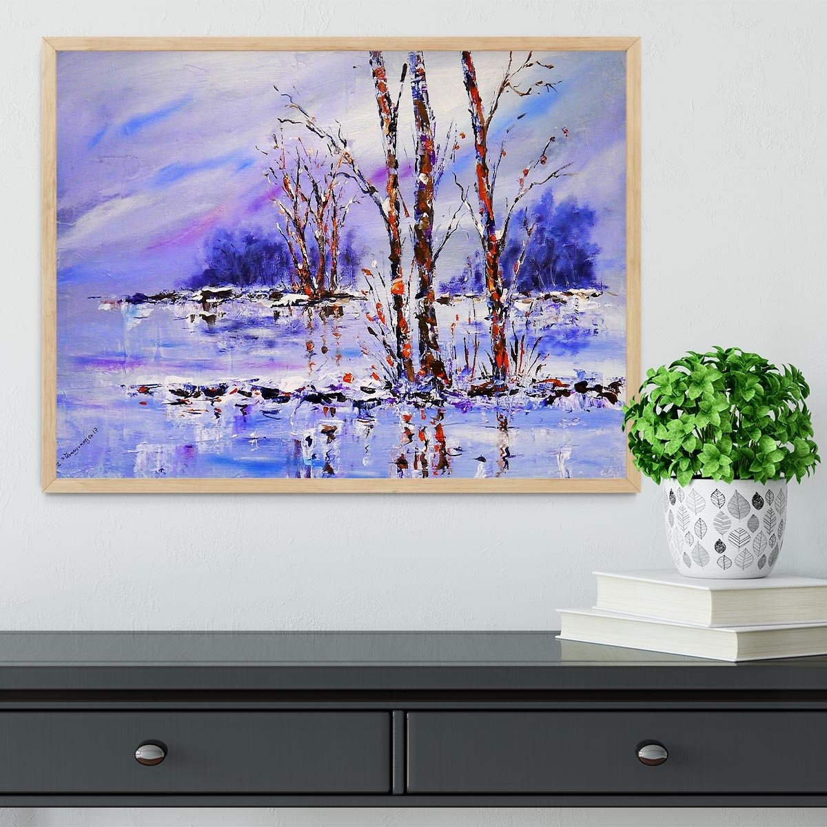 Frozen Tree Painting Framed Print - Canvas Art Rocks - 4