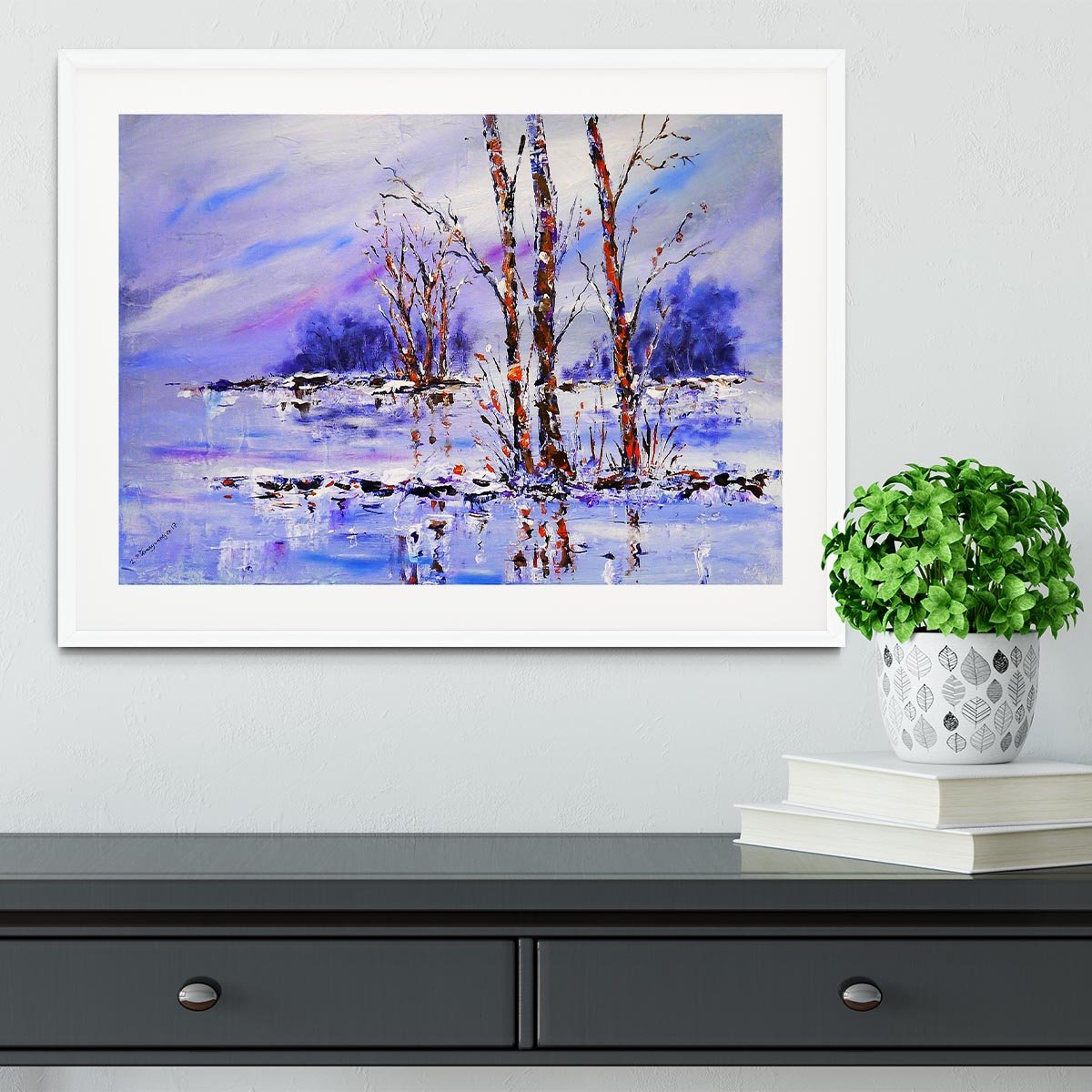 Frozen Tree Painting Framed Print - Canvas Art Rocks - 5