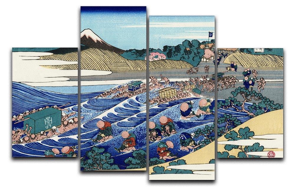 Fuji from Kanaya on Tokaido by Hokusai 4 Split Panel Canvas  - Canvas Art Rocks - 1