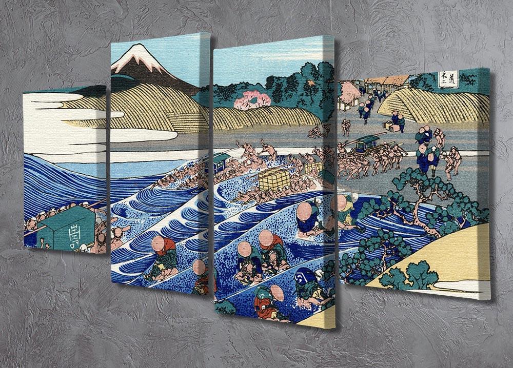 Fuji from Kanaya on Tokaido by Hokusai 4 Split Panel Canvas - Canvas Art Rocks - 2