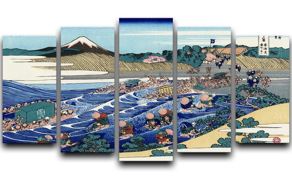Fuji from Kanaya on Tokaido by Hokusai 5 Split Panel Canvas  - Canvas Art Rocks - 1