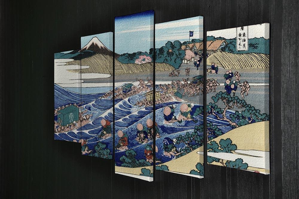 Fuji from Kanaya on Tokaido by Hokusai 5 Split Panel Canvas - Canvas Art Rocks - 2