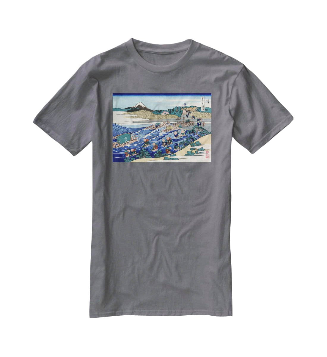 Fuji from Kanaya on Tokaido by Hokusai T-Shirt - Canvas Art Rocks - 3