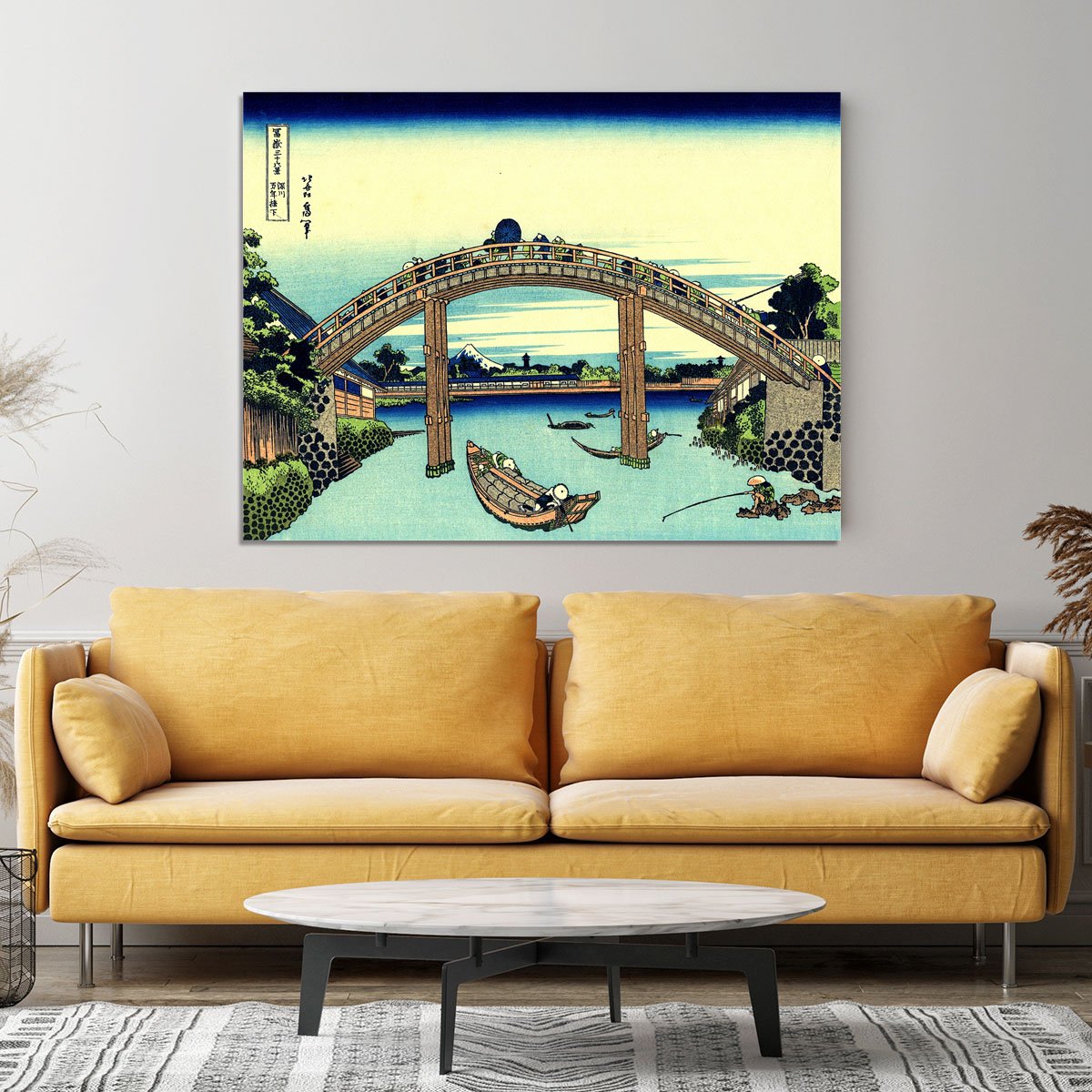 Fuji seen through the Mannen bridge by Hokusai Canvas Print or Poster