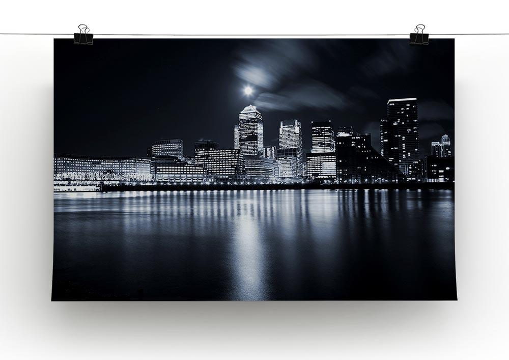 Full moon over London skyscrapers Canvas Print or Poster - Canvas Art Rocks - 2