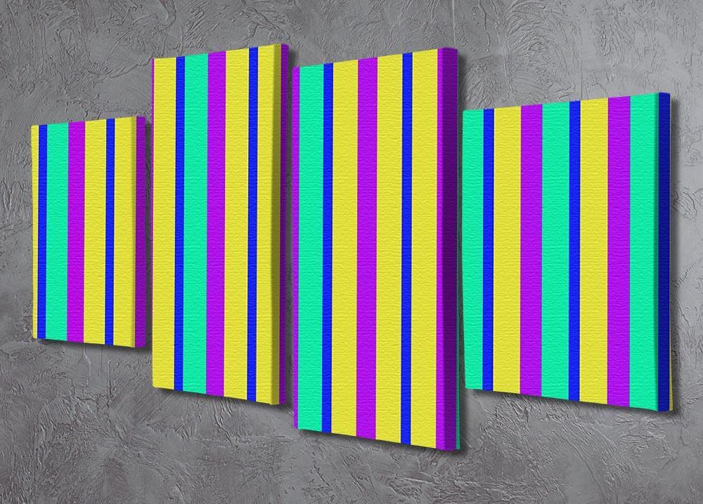 Funky Stripes Multi 1 4 Split Panel Canvas - Canvas Art Rocks - 2