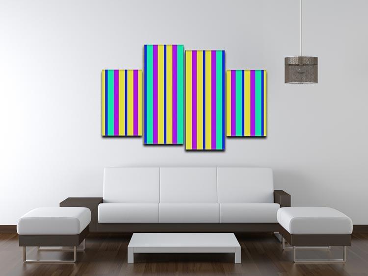 Funky Stripes Multi 1 4 Split Panel Canvas - Canvas Art Rocks - 3