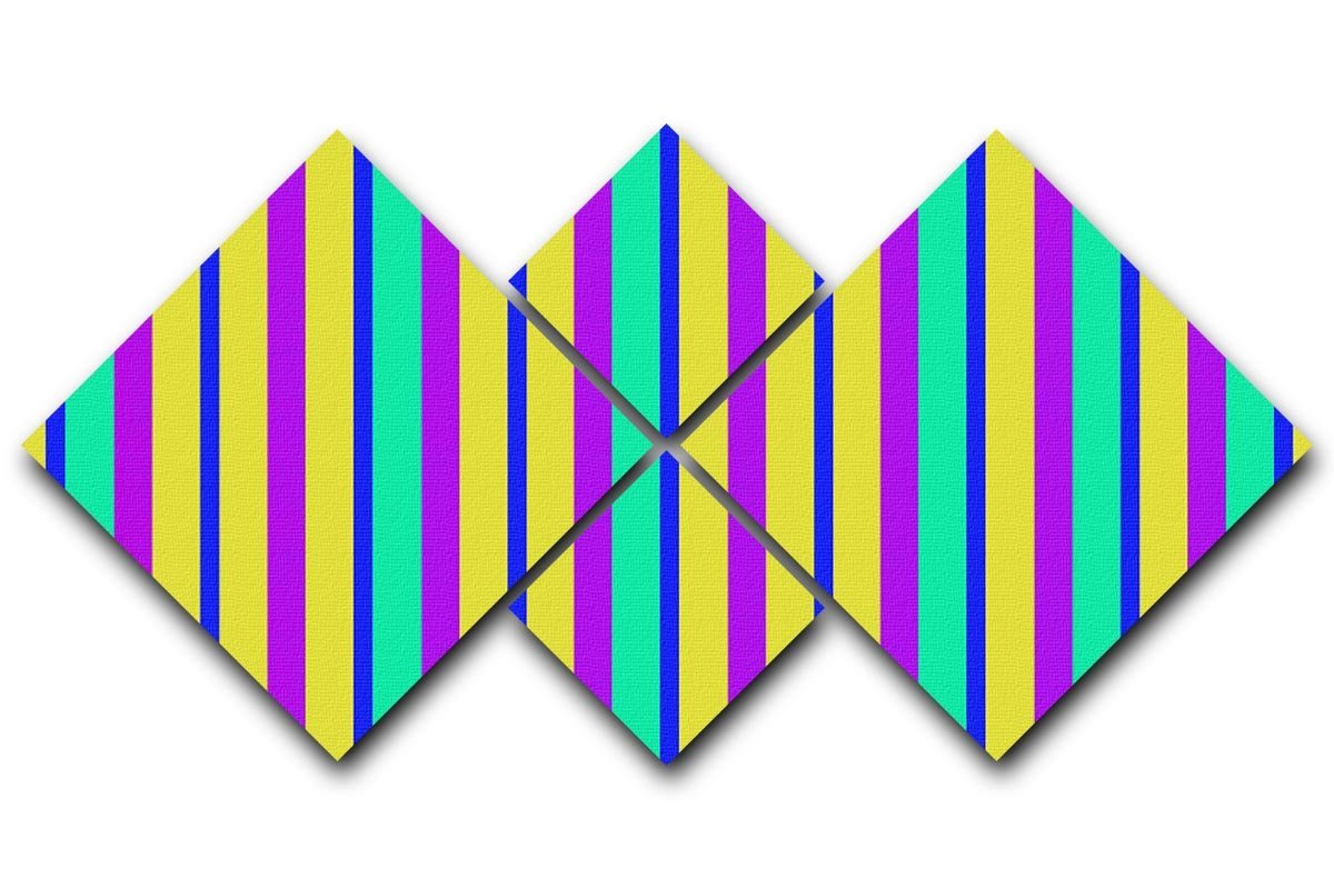 Funky Stripes Multi 1 4 Square Multi Panel Canvas  - Canvas Art Rocks - 1