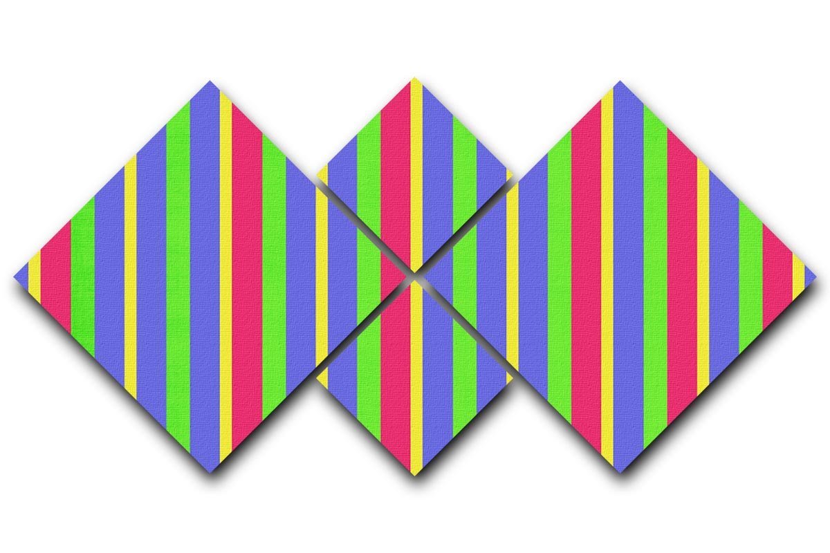 Funky Stripes Multi 4 Square Multi Panel Canvas  - Canvas Art Rocks - 1