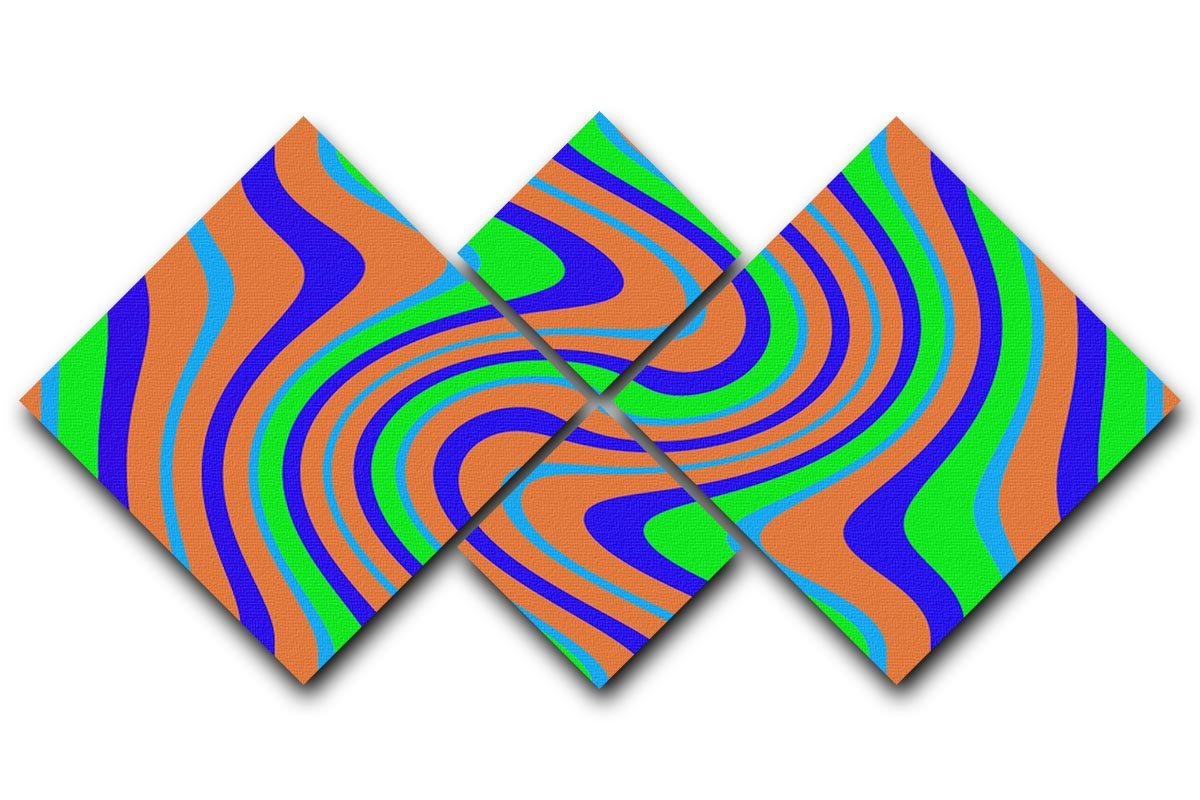 Funky Stripes Swirl 1 4 Square Multi Panel Canvas  - Canvas Art Rocks - 1