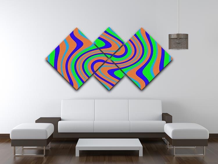 Funky Stripes Swirl 1 4 Square Multi Panel Canvas - Canvas Art Rocks - 3