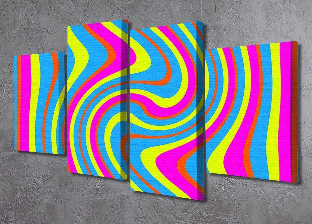 Funky Stripes Swirl 2 4 Split Panel Canvas - Canvas Art Rocks - 2