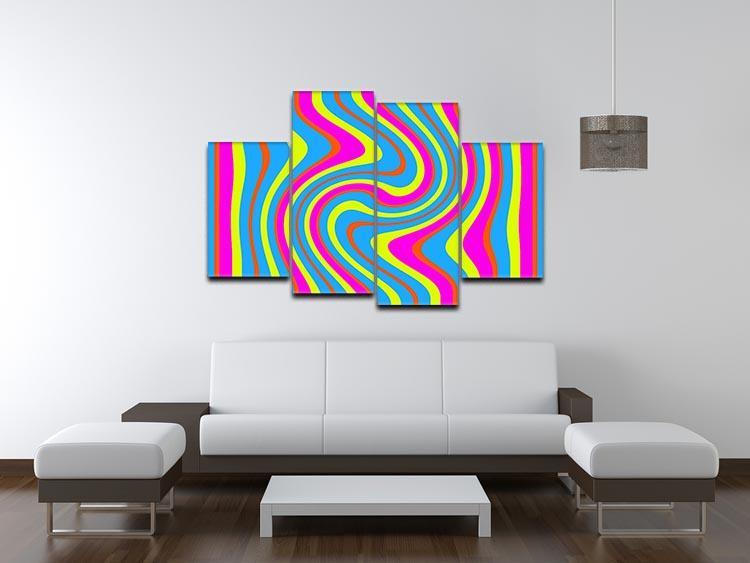 Funky Stripes Swirl 2 4 Split Panel Canvas - Canvas Art Rocks - 3