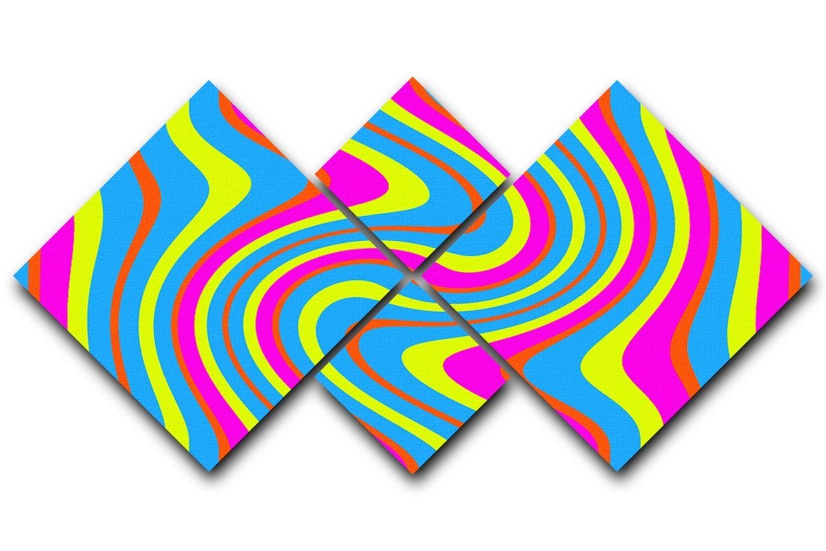 Funky Stripes Swirl 2 4 Square Multi Panel Canvas  - Canvas Art Rocks - 1