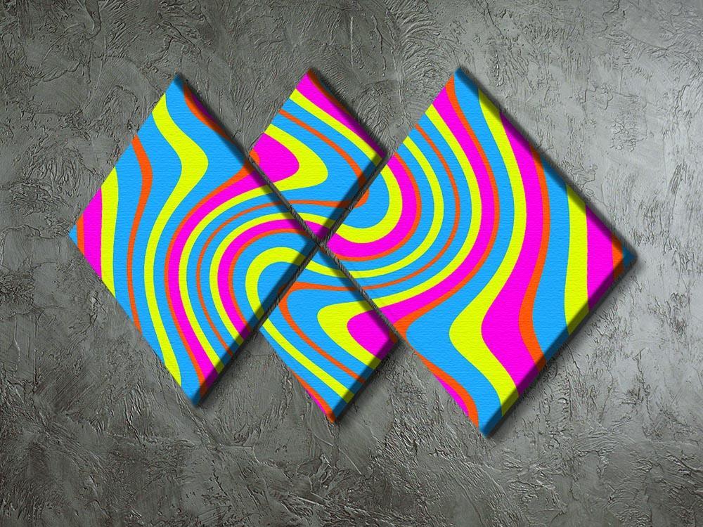 Funky Stripes Swirl 2 4 Square Multi Panel Canvas - Canvas Art Rocks - 2