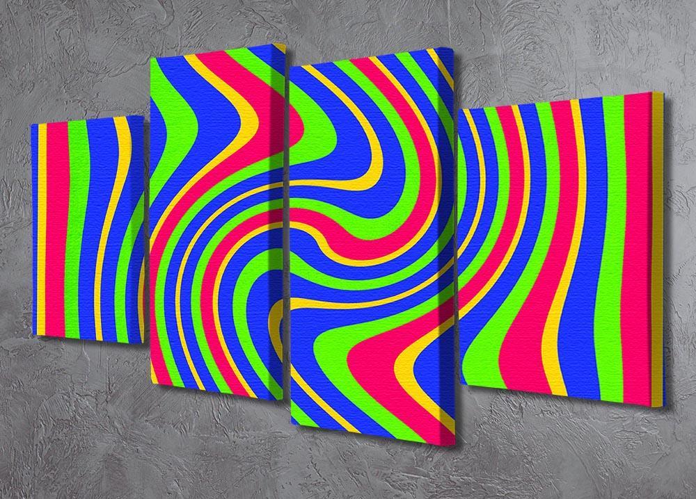 Funky Stripes Swirl 3 4 Split Panel Canvas - Canvas Art Rocks - 2