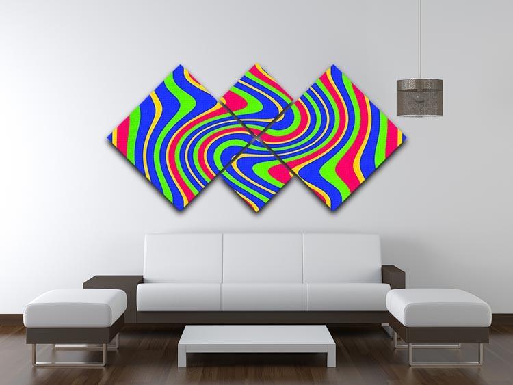 Funky Stripes Swirl 3 4 Square Multi Panel Canvas - Canvas Art Rocks - 3